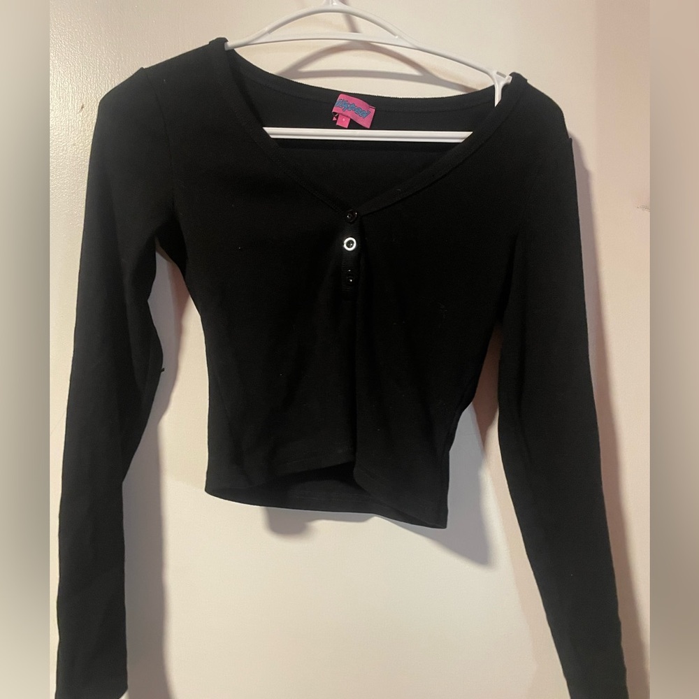 Edikted Black Button Down Long Sleeve Top